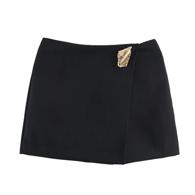 Asymmetrical Short Skirts for Women Spring Autumn Fashion Mini Solid Color Skirt Shorts American Daily Commute All-Match Skirts