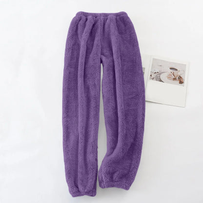 Pajamas Pants For Women Warm Winter Solid Color Sleepwear Pyjamas Plush Pants Women Nightwear Fashionable Home Wear