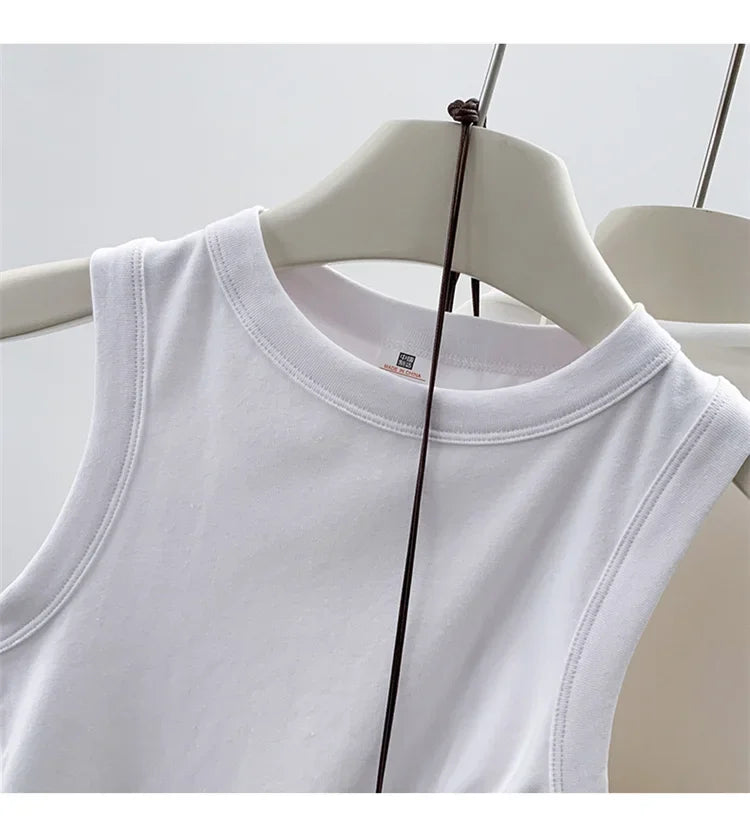 2026 Tank Top For Women Ribbed Down Sleeveless Blouse Solid Color Casual Women&