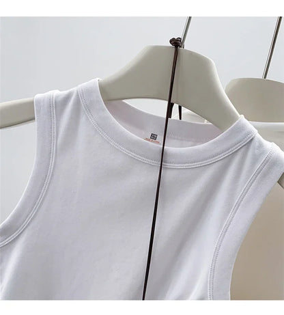 2026 Tank Top For Women Ribbed Down Sleeveless Blouse Solid Color Casual Women&