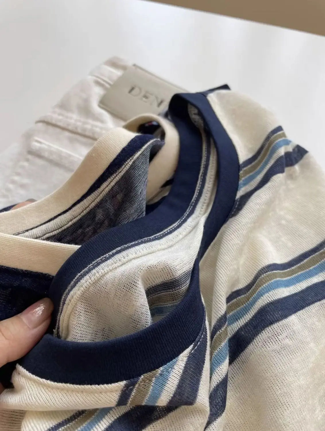 Women Clothes Spring Autumn Fashion Simplicity All-match Striped Color Blocking O-neck Ladies Appear Thin Lazy Wind Long Sleeve