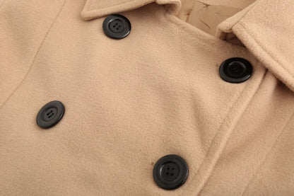 Women Fashion Autumn Winter New Wool Blend Warmth Loose Long Coat Jacket Double Breasted Elegant Slim Lady Windbreaker