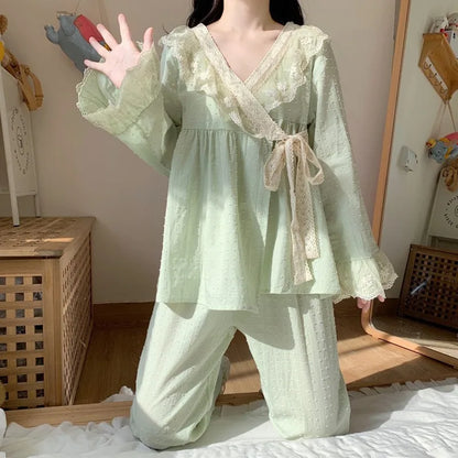 Pajama Pants Princess Sleepwear Lace Pajamas Sleeping Pajamas Women Home Clothes for Women Homewear Home Set Female Cute Pjs