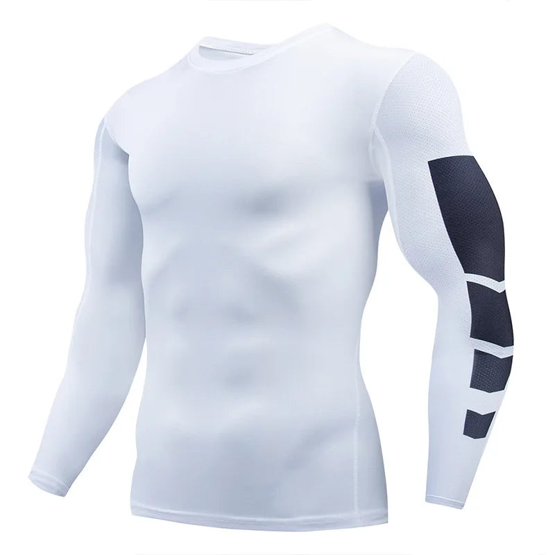 Gym Sports T-shirts for Men Long Sleeve Tights Boxing Sportswear Breathable Quick Dry Fitness Tops Male Outdoor Training Clothes