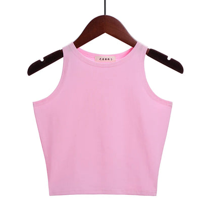 Fashion 2022 New Women Sexy Cotton Crop Top Crop Bustier Multicolor Sleeveless Cropped Blusas Vest Tank Top Camisole 14 Colors