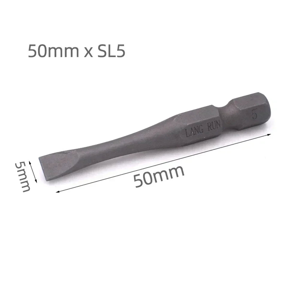 1pc 50mm Length 1/4Inch Hex Slotted Cross Screwdriver Bits PH1 PH2 PH3 SL3 SL4 SL5 SL6 Alloy Steel Electric Screw Drivers Tools