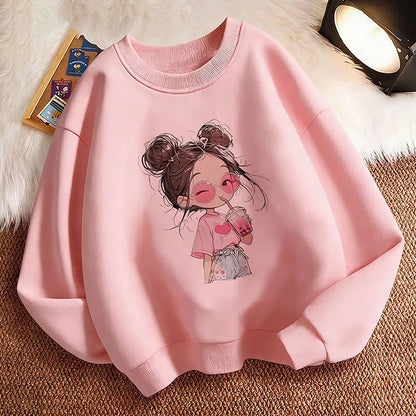Hoodie Hip Hop Retro Girl Drink Juice Design Children&