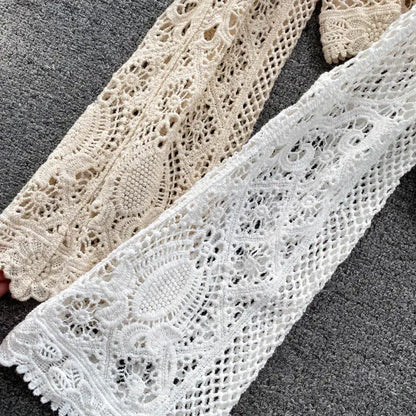 Blouses Women Retro Hollow Out All-match Sweet See-through Leisure Summer Sun-proof Korean Style Female Slim Crop Bohemian Ins