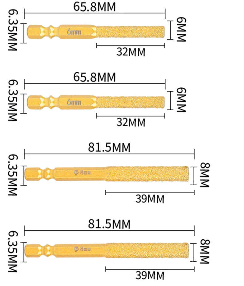 Brazed Diamond Drill Bit - Dry Drilling, No Water Needed - Multi-Function Grinding &amp; Trimming - Glass/Concrete/Tile Hole Cutter