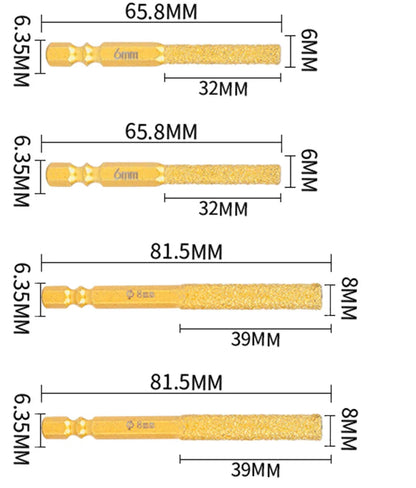 Brazed Diamond Drill Bit - Dry Drilling, No Water Needed - Multi-Function Grinding &amp; Trimming - Glass/Concrete/Tile Hole Cutter