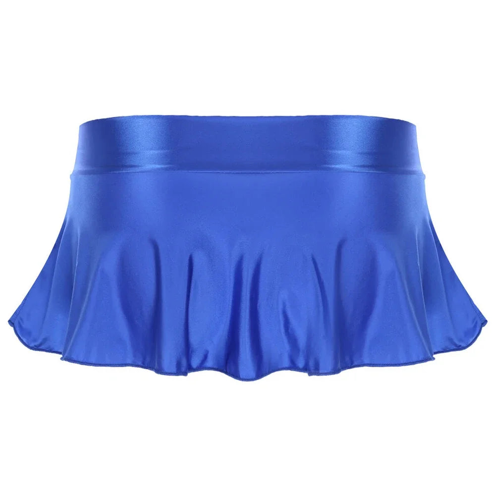Sexy Womens Glossy Short Skirt Shiny Skater Dance Party Skirt  A-line Skirt 2023 Fashion Summer Women&