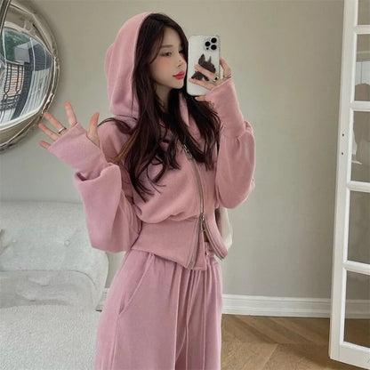 Fashion Suit for Women Spring  Autumn Korean New Hooded Sweatshirt Casual Trousers Two-piece Trendy Set