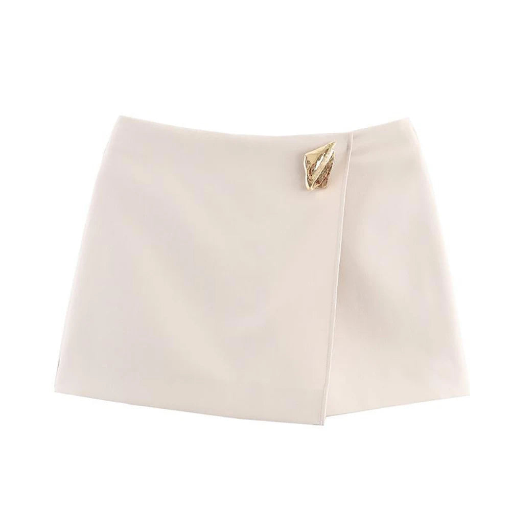 Asymmetrical Short Skirts for Women Spring Autumn Fashion Mini Solid Color Skirt Shorts American Daily Commute All-Match Skirts