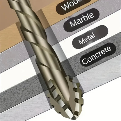 7-piece set, 4-flute carbide drills for ceramic, cast iron and concrete - Hex shank dry drilling tools.