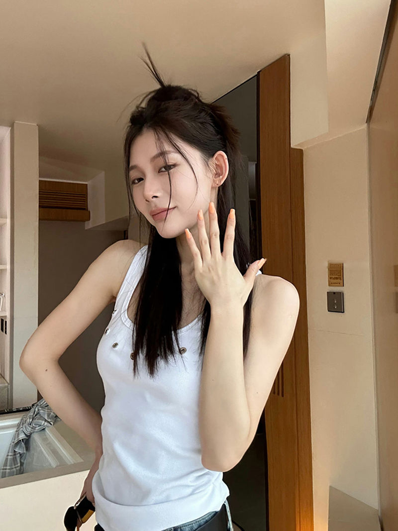 Tanks Women O-neck Sleeveless Hotsweet Hip Hop New American Style Streetwear Leisure Cool 3D Decoration Crop Tops Harajuku Solid