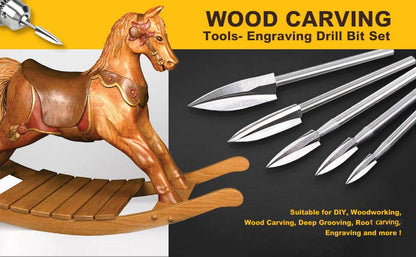 Wood Carving Drill Bits Set for Dremel Rotary Tool with 1/8” Shank for DIY Carving Drilling Micro Sculpture