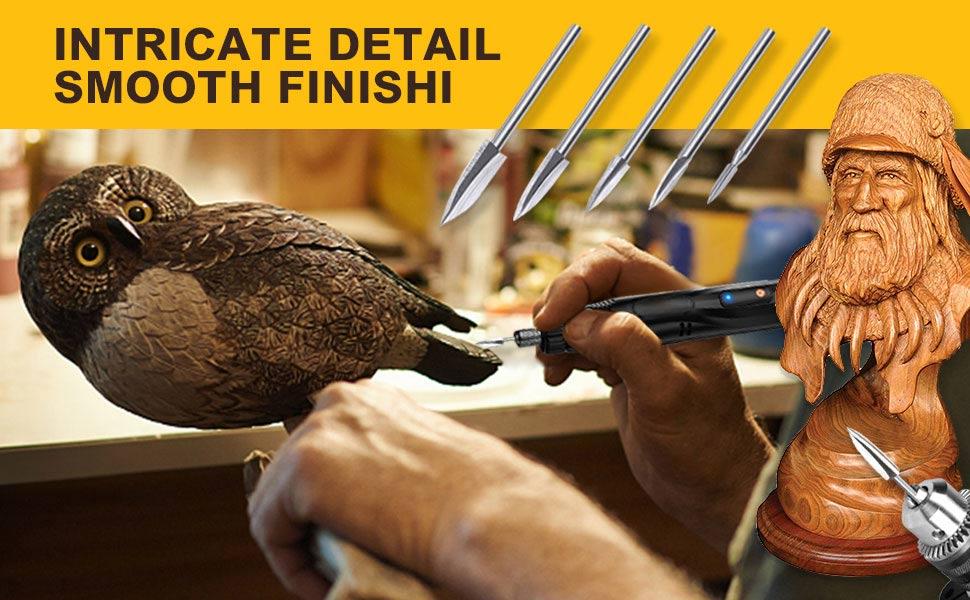 Wood Carving Drill Bits Set for Dremel Rotary Tool with 1/8” Shank for DIY Carving Drilling Micro Sculpture
